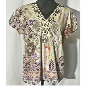 Dress Barn Whimsical Top, Tribal, Bohemian, Feminine, Large